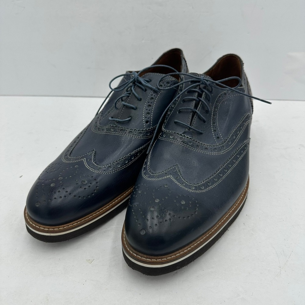 Mercanti Fiorentini Mens Navy Leather Oxford Wingtip Brogue Shoes Sz 13 M Preppy